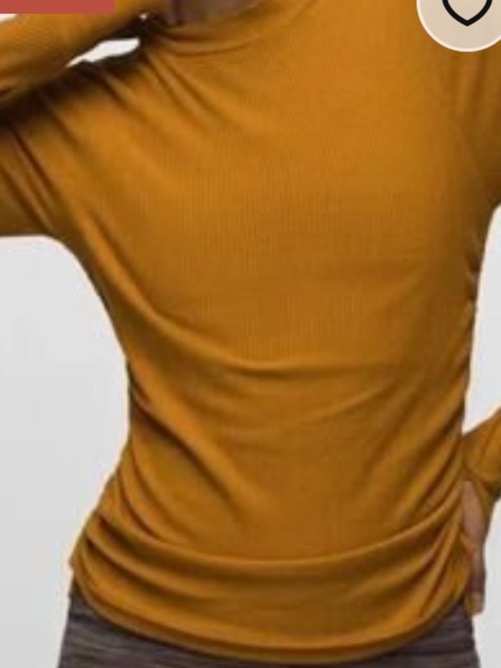Prana Blazing Star Long Sleeve Top Spiced Mustard Slim Fitted Womens Large